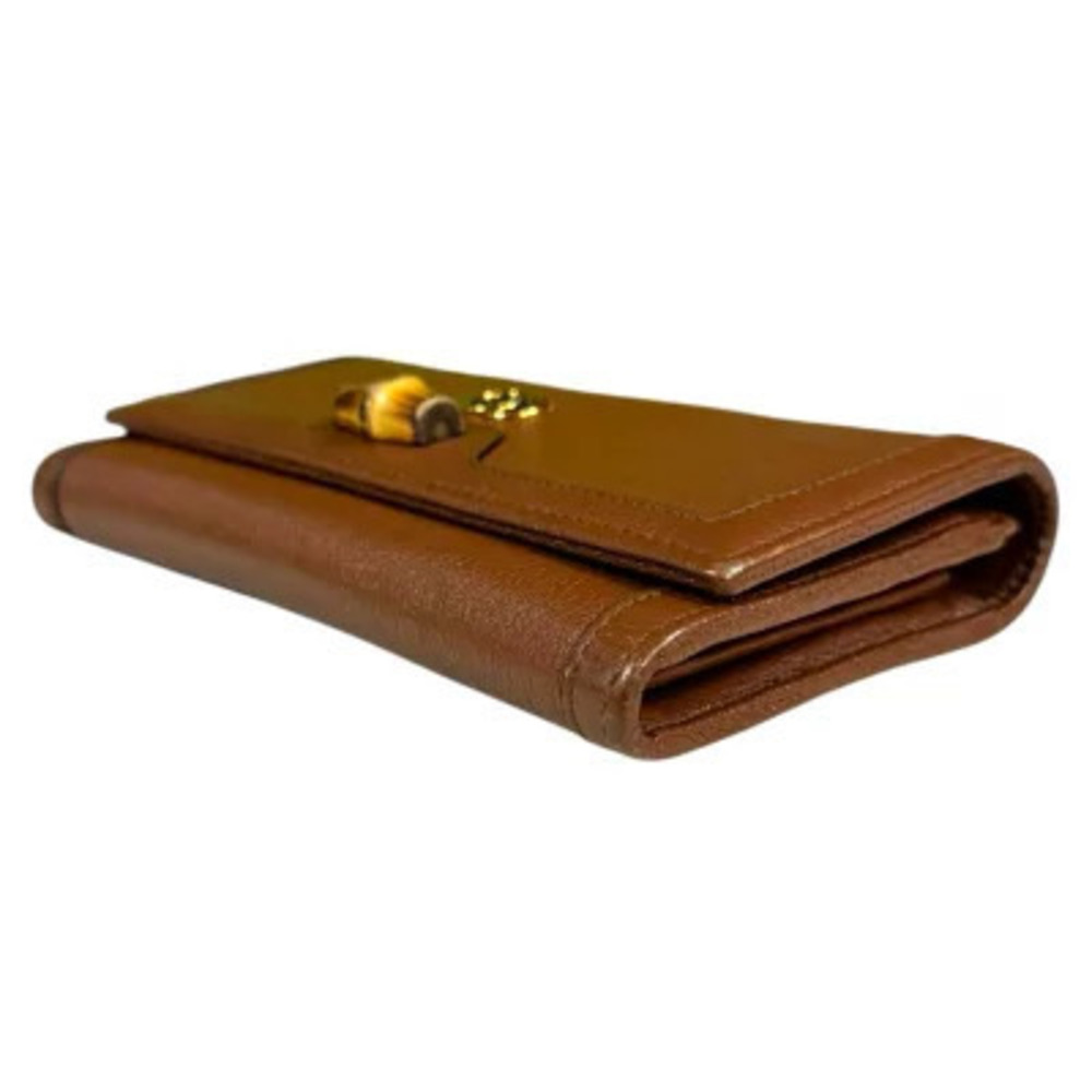 Gucci Shoulder Bamboo Bag Brown Leather Wallet Chain - Picture 7 of 8